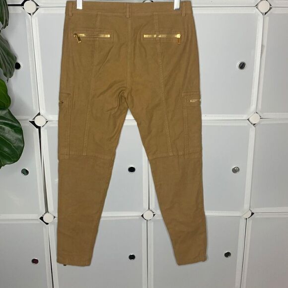 Michael Kors Soft Brushed Ankle Skinny Zipper Cargo Pants In Fawn Size 2 - Picture 3 of 12